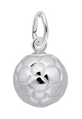 small white gold soccer ball baby charm